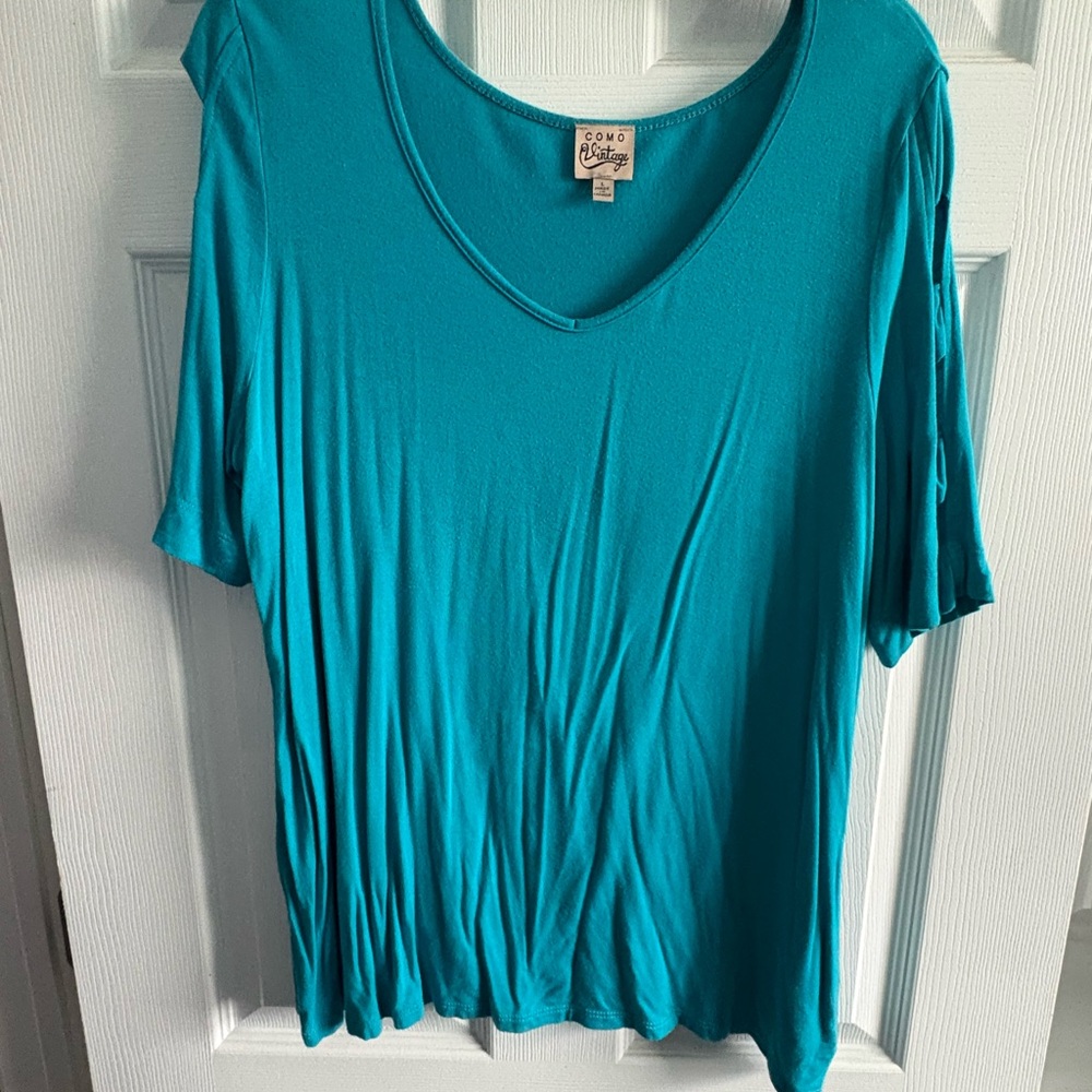 Como Vintage Turquoise Short Sleeve Top